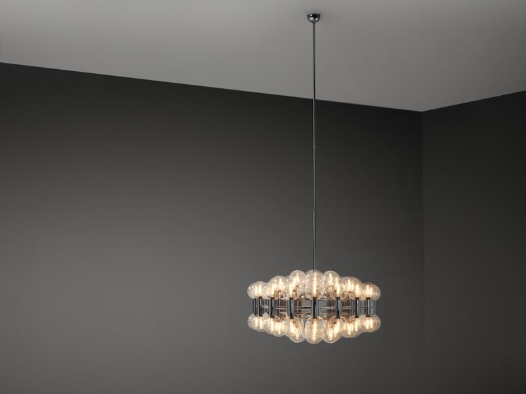 Motoko Ishii for Staff Leuchten Large Chandelier in Chrome with 72 Glass Orbs