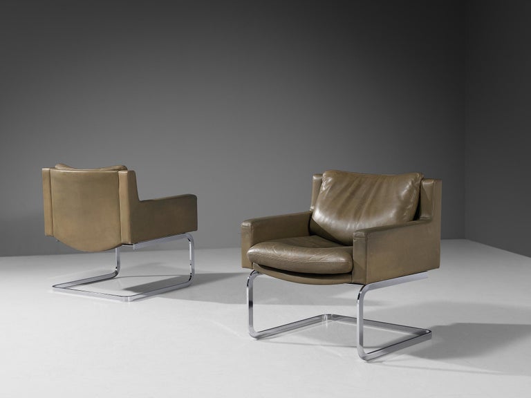 Robert Haussmann for De Sede Pair of 'DS-201' Armchairs in Leather