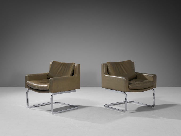 Robert Haussmann for De Sede Pair of 'DS-201' Armchairs in Leather