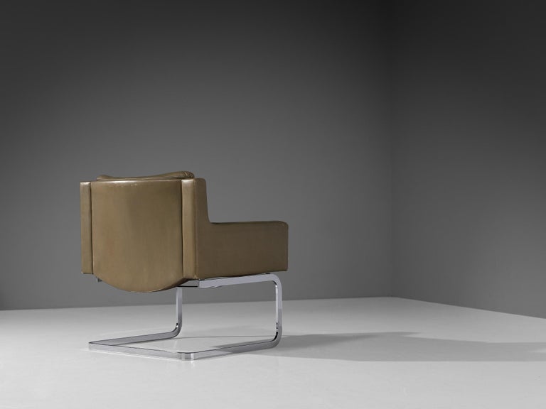 Robert Haussmann for De Sede 'DS-201' Armchair in Olive Green Leather