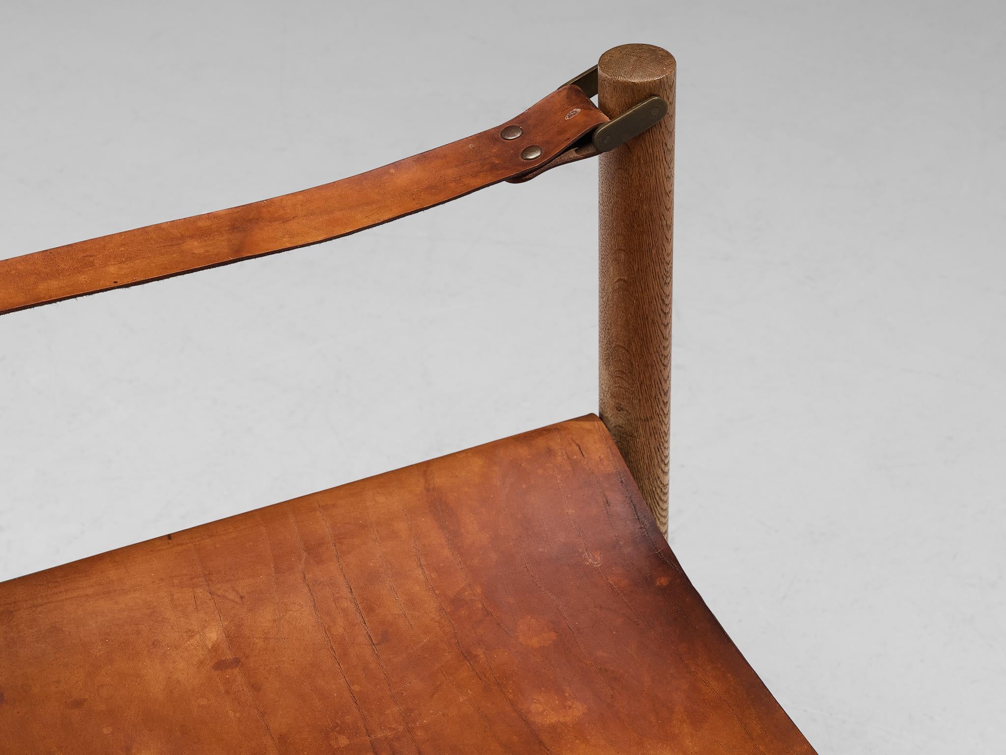 Rare Børge Mogensen for Fredericia ‘Safari’ Armchair Cognac Leather Oak