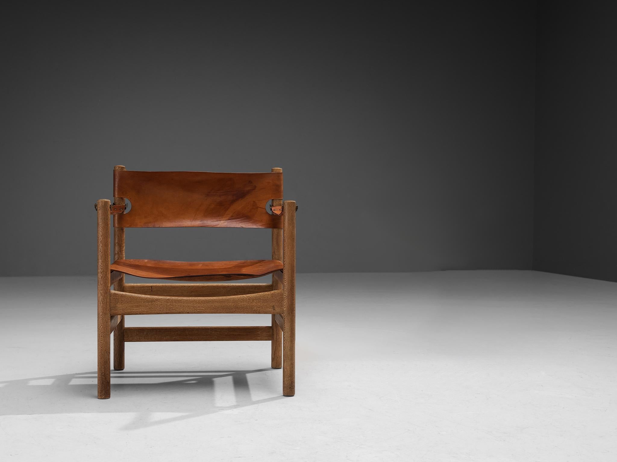 Rare Borge Mogensen for Fredericia Safari Armchair Cognac Leather Oak