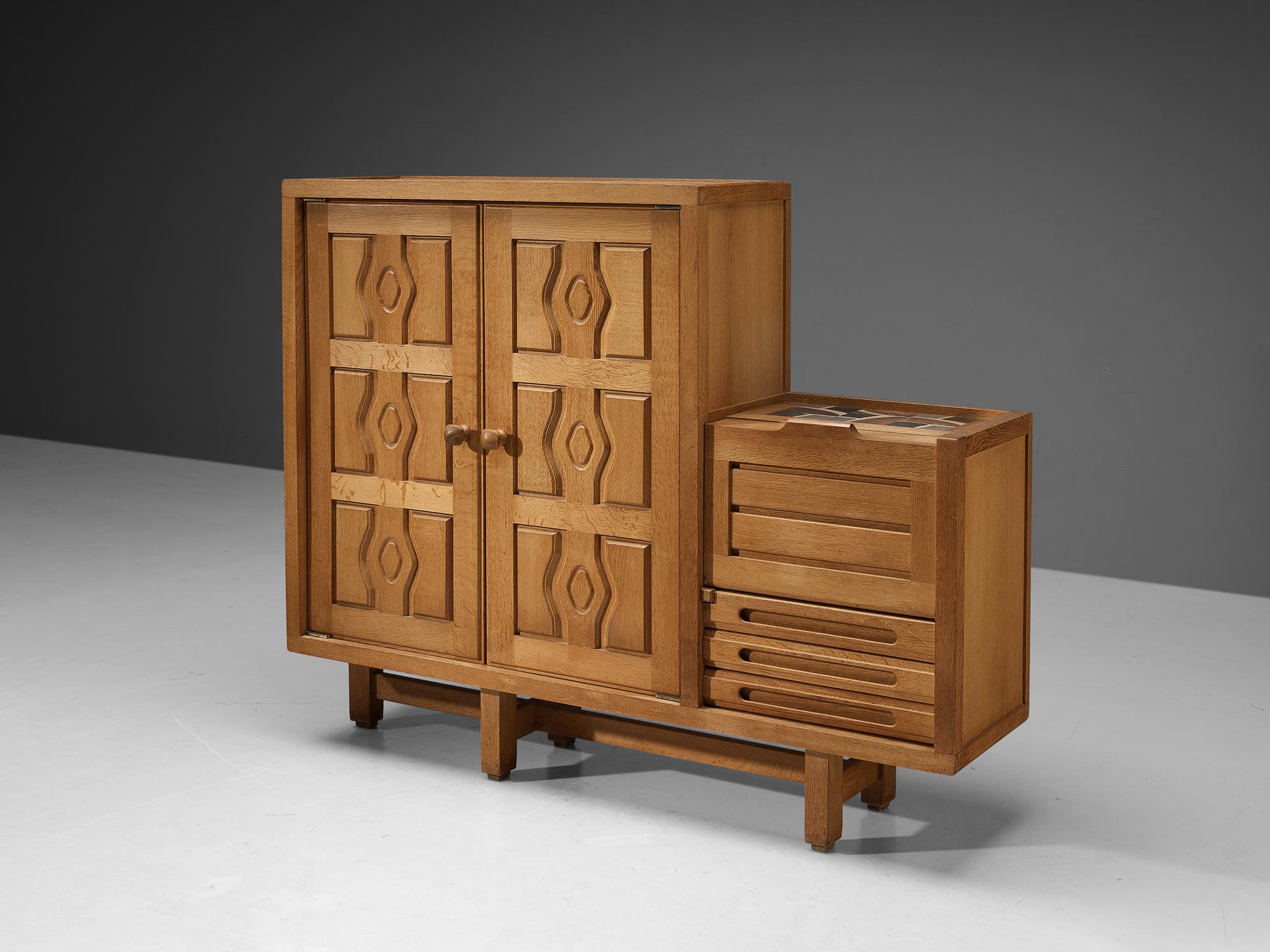 Guillerme & Chambron Cabinet 'Thierry' in Oak and Ceramic