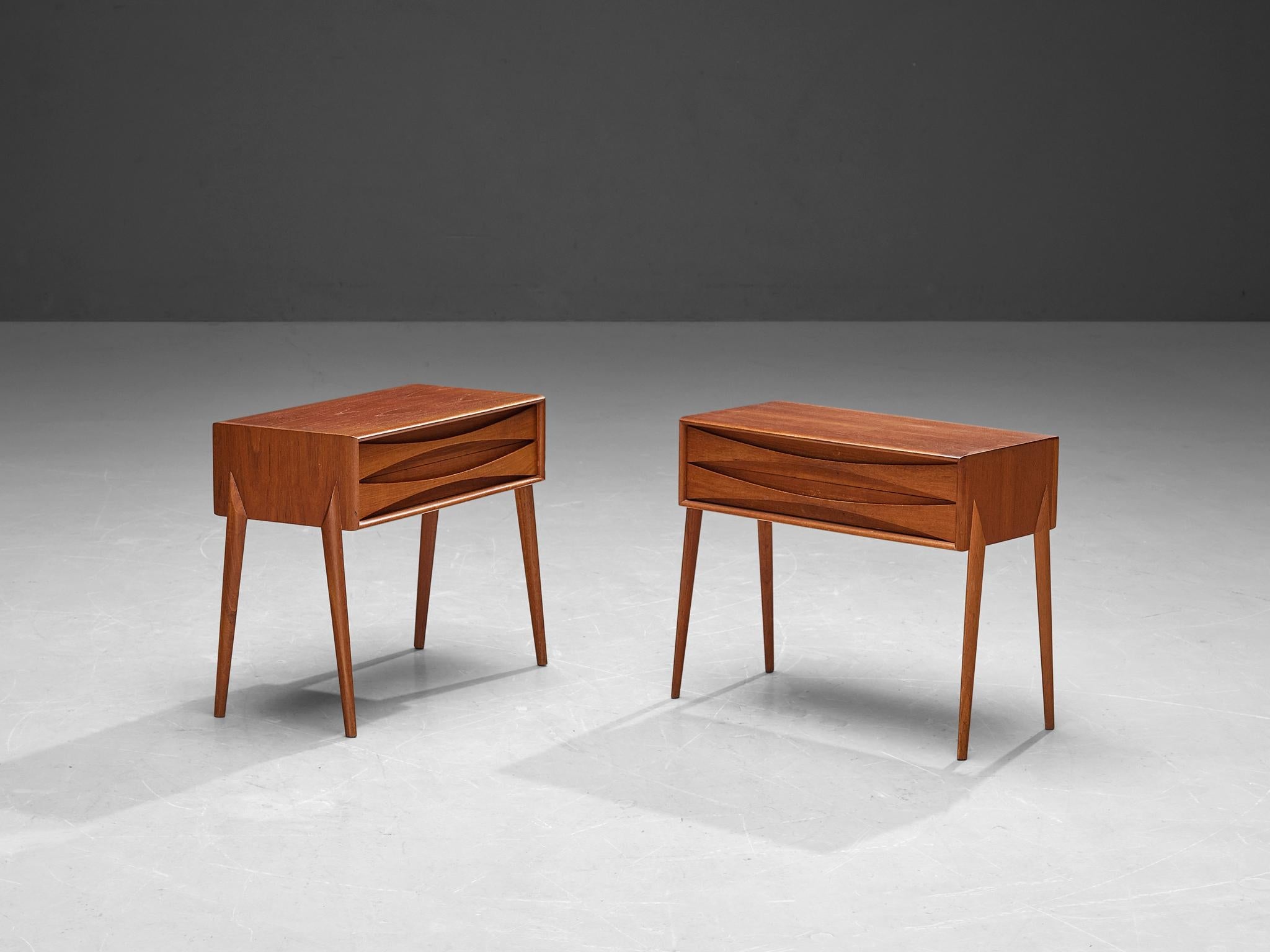 Rimbert Sandholt for Ateljé Glas & Trä Pair of Night Stands in Teak