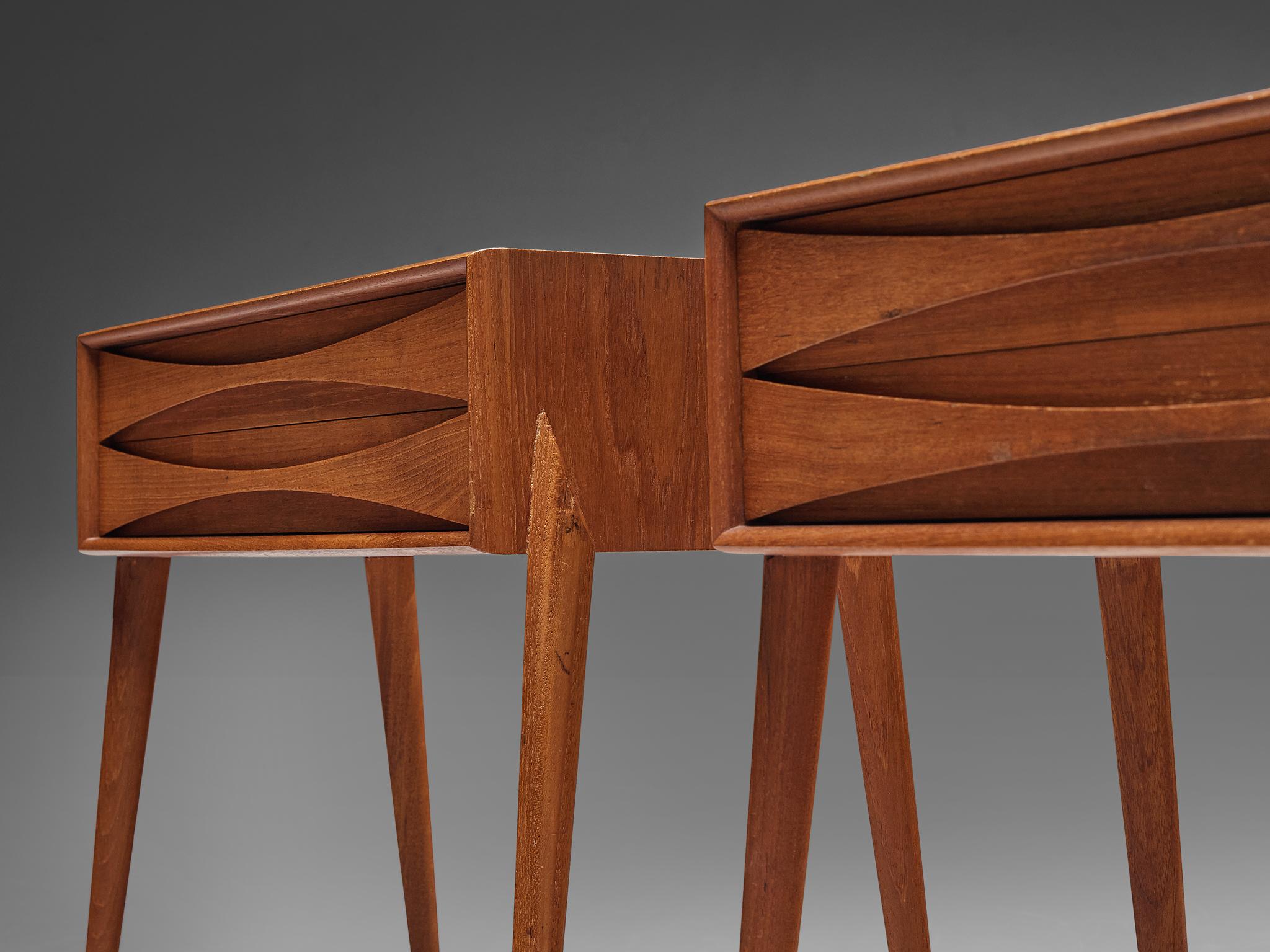 Rimbert Sandholt for Ateljé Glas & Trä Pair of Night Stands in Teak