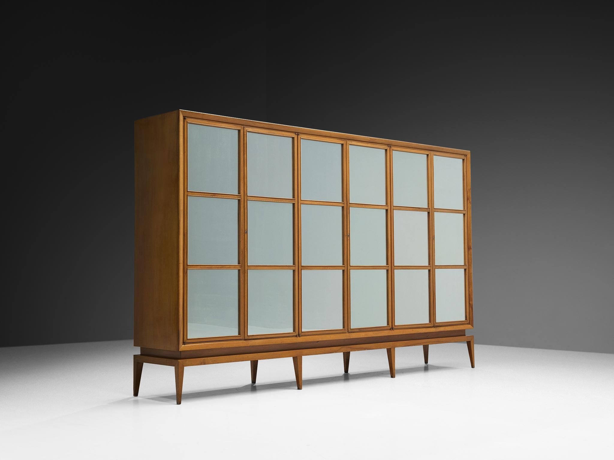 Guglielmo Ulrich Highboard in Walnut with Mirrored Door Panels