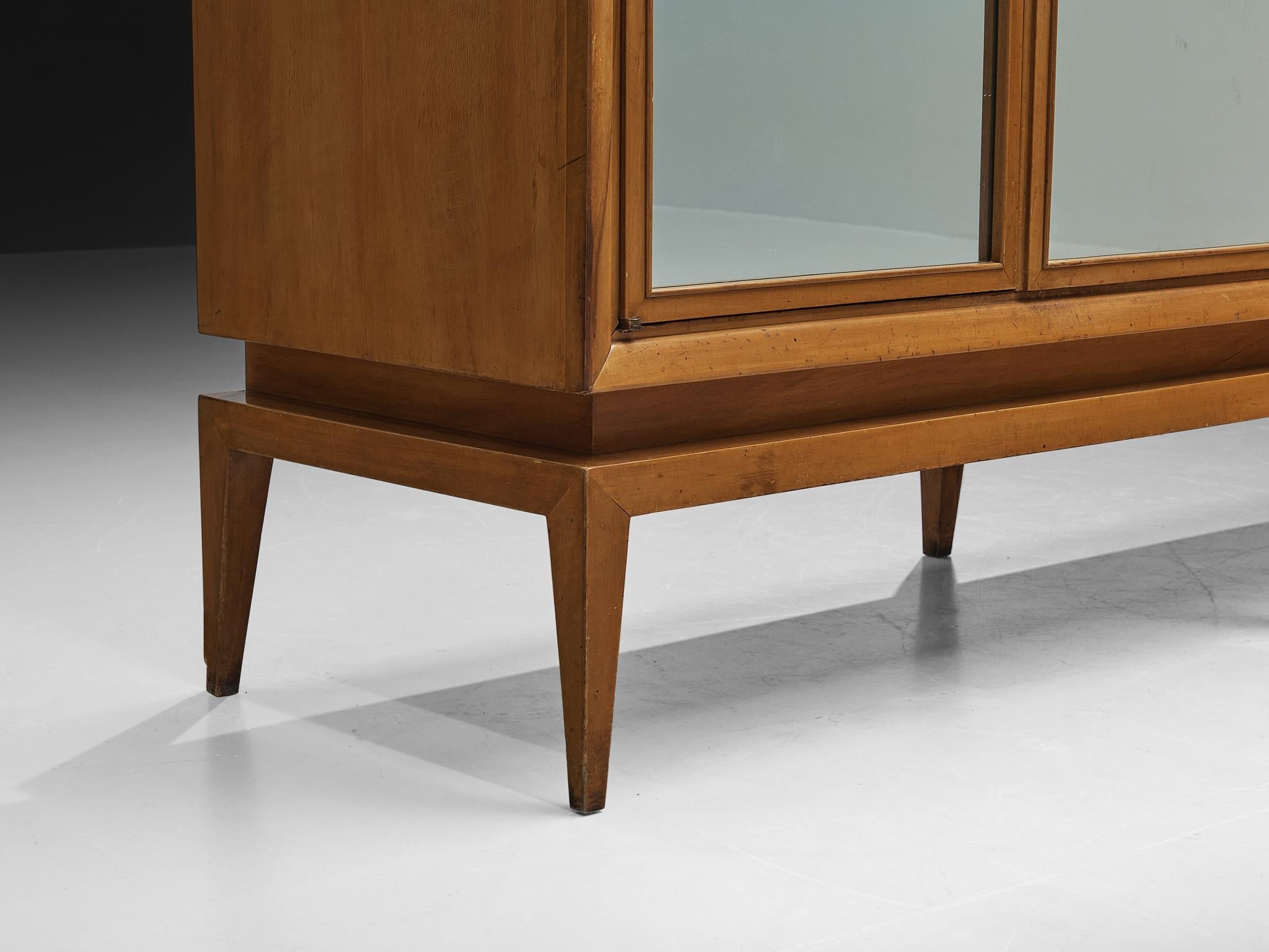 Guglielmo Ulrich Highboard in Walnut with Mirrored Door Panels