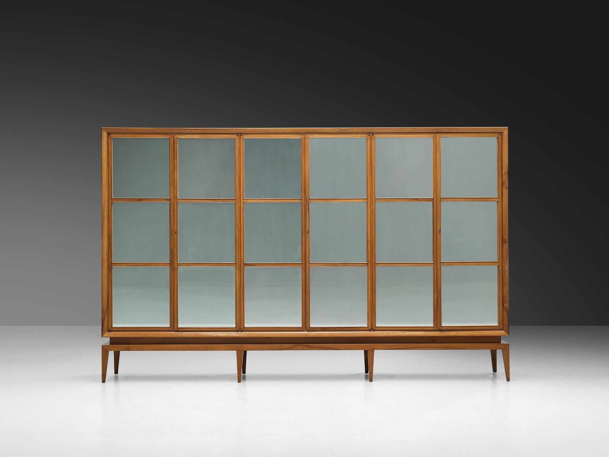 Guglielmo Ulrich Highboard in Walnut with Mirrored Door Panels