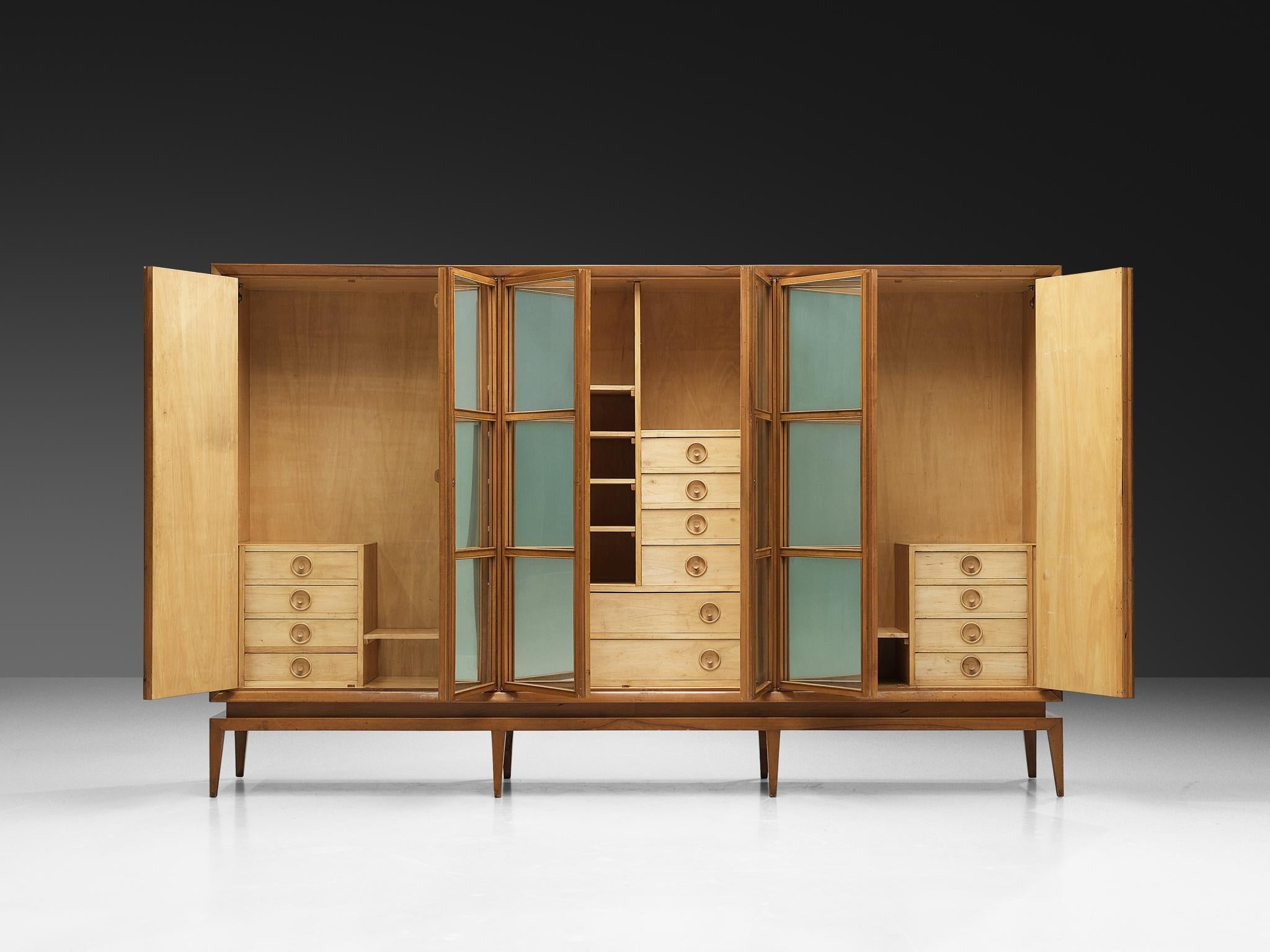 Guglielmo Ulrich Highboard in Walnut with Mirrored Door Panels