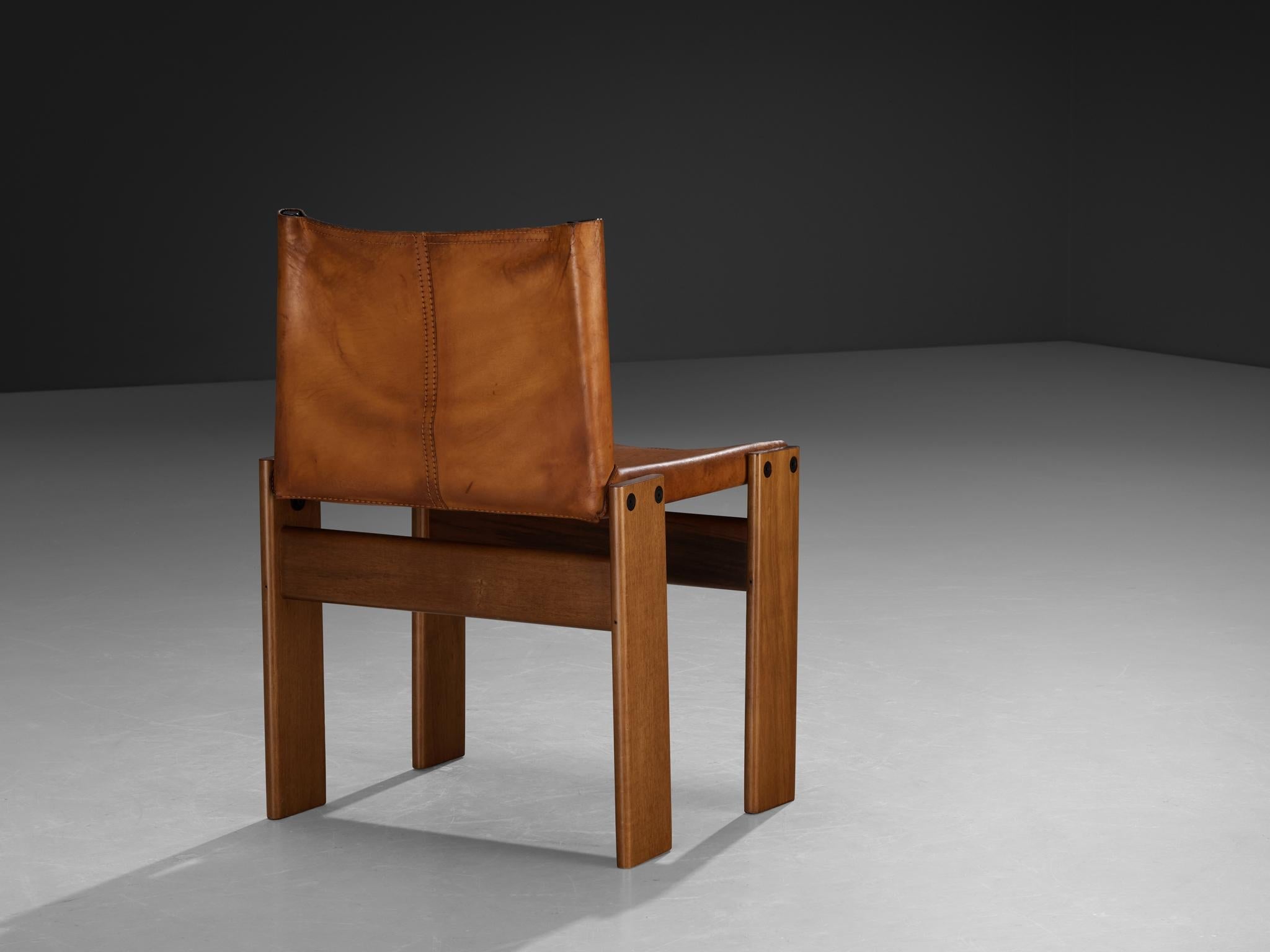 Afra & Tobia Scarpa for Molteni Set of Four 'Monk' Dining Chairs in Leather