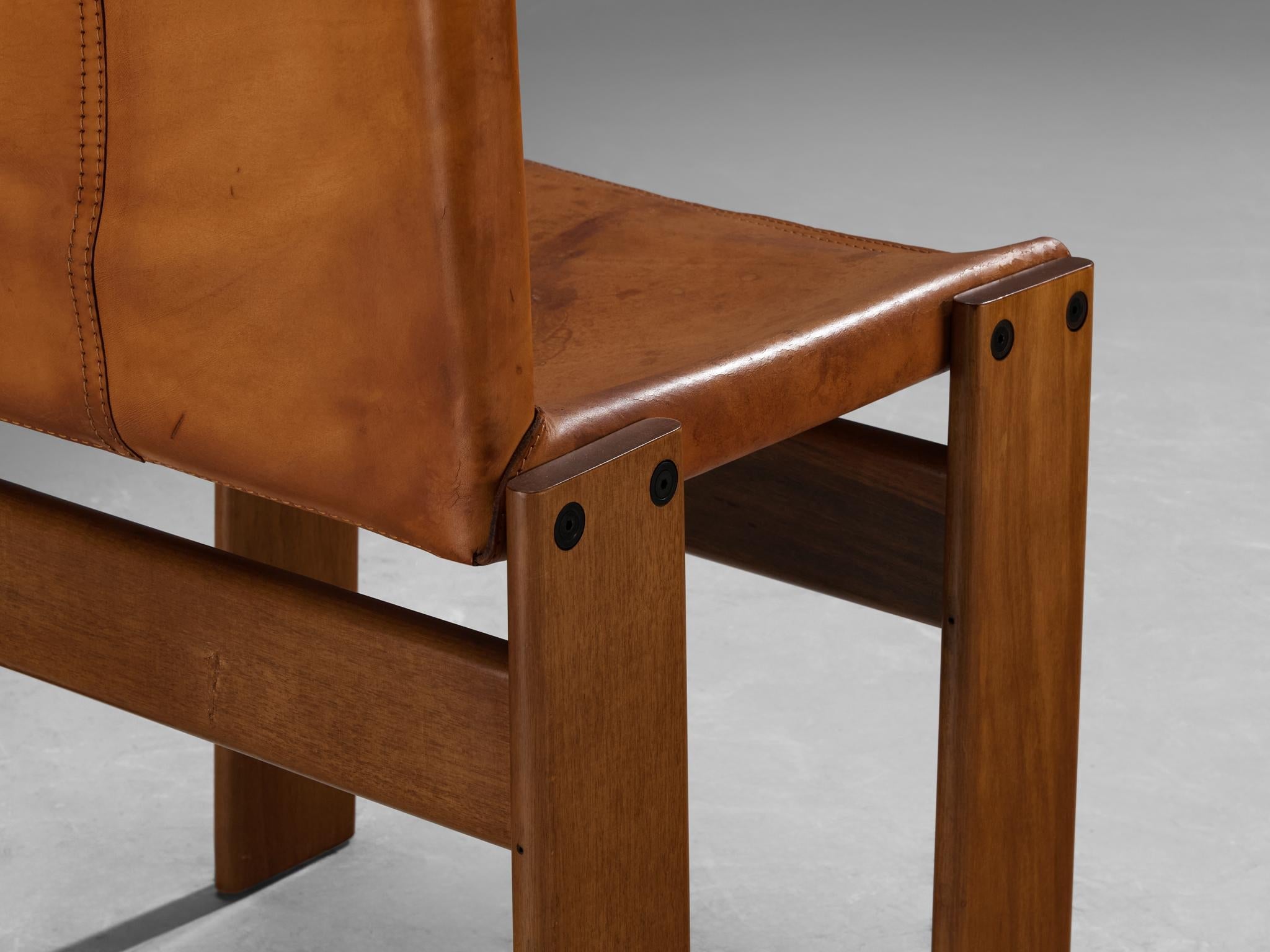 Afra & Tobia Scarpa for Molteni Set of Four 'Monk' Dining Chairs in Leather