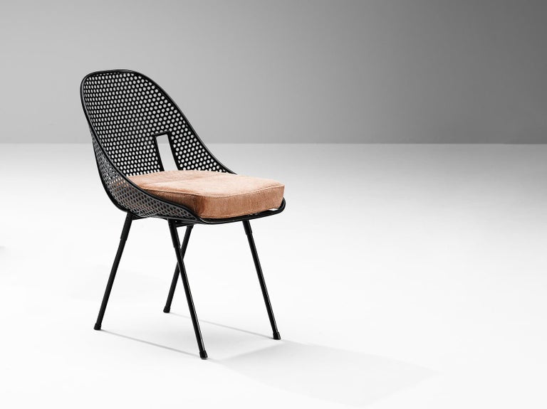 Rare Giuseppe De Vivo Chair in Black Perforated Metal