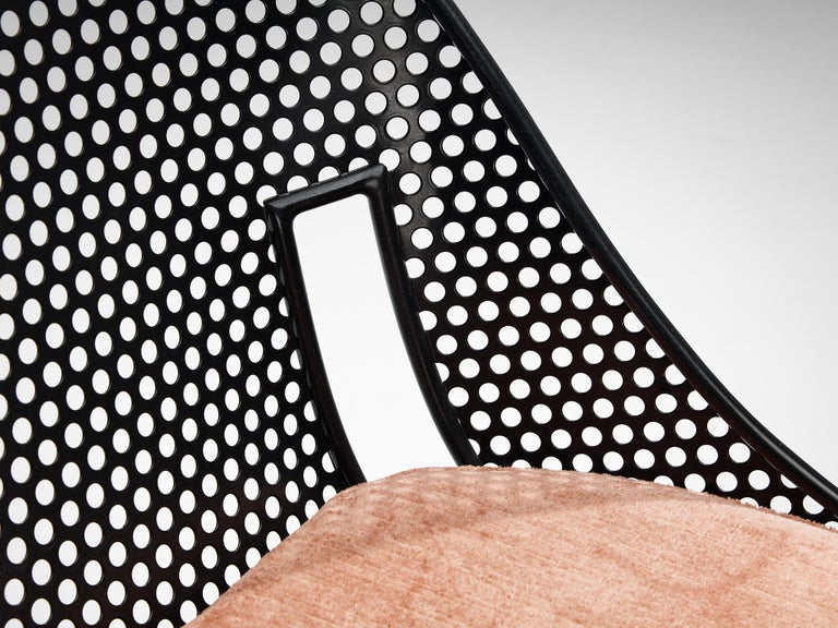 Rare Giuseppe De Vivo Chair in Black Perforated Metal