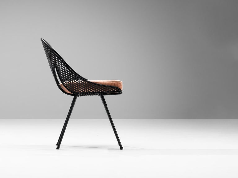 Rare Giuseppe De Vivo Chair in Black Perforated Metal