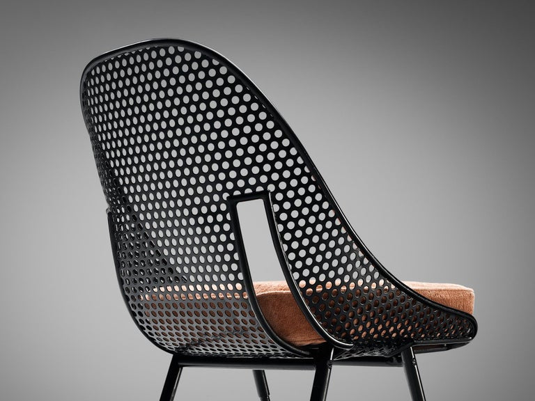 Rare Giuseppe De Vivo Chair in Black Perforated Metal