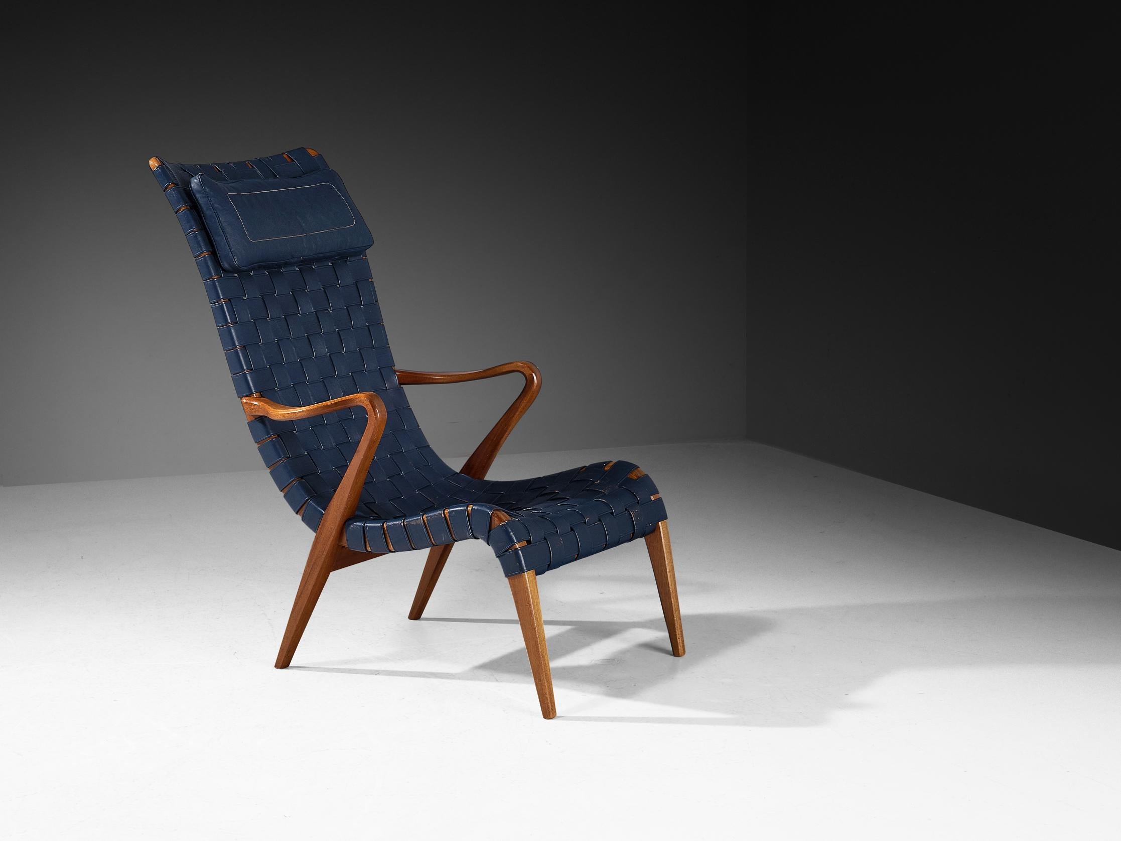 Axel Larsson for Svenska Möbelfabrikerna Lounge Chair in Leather and Teak