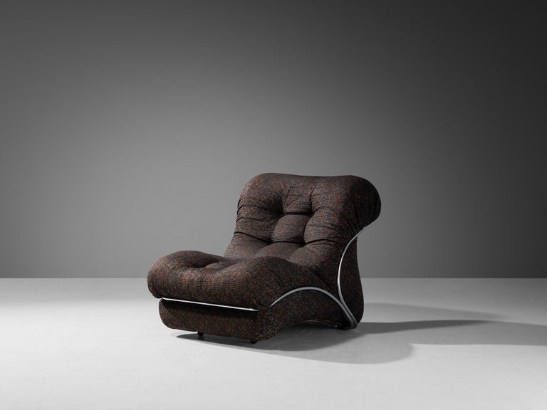 I.P.E. Pair of 'Corolla' Modular Lounge Chairs in Geometric Brown Upholstery