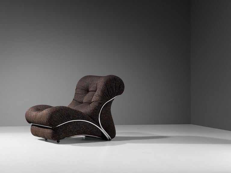 I.P.E. Pair of 'Corolla' Modular Lounge Chairs in Geometric Brown Upholstery