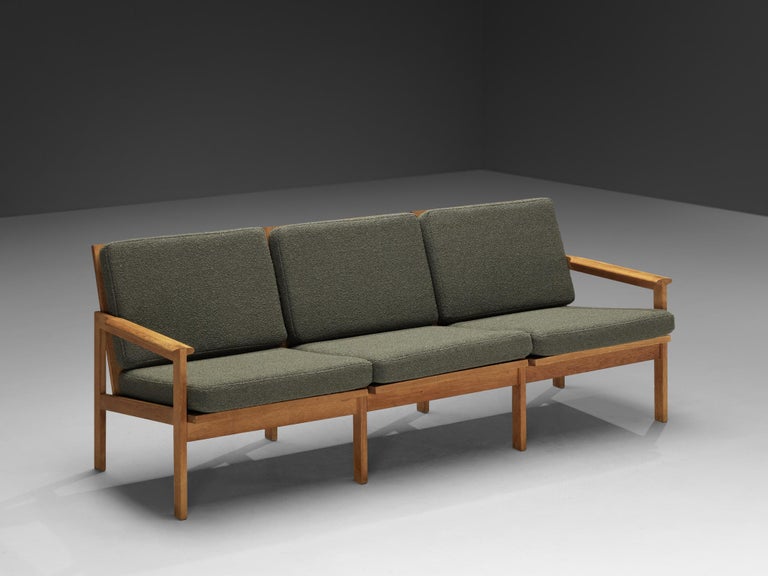 Illum Wikkelso 'Capella' Three Seat Sofa in Oak and Forest Green Cushions
