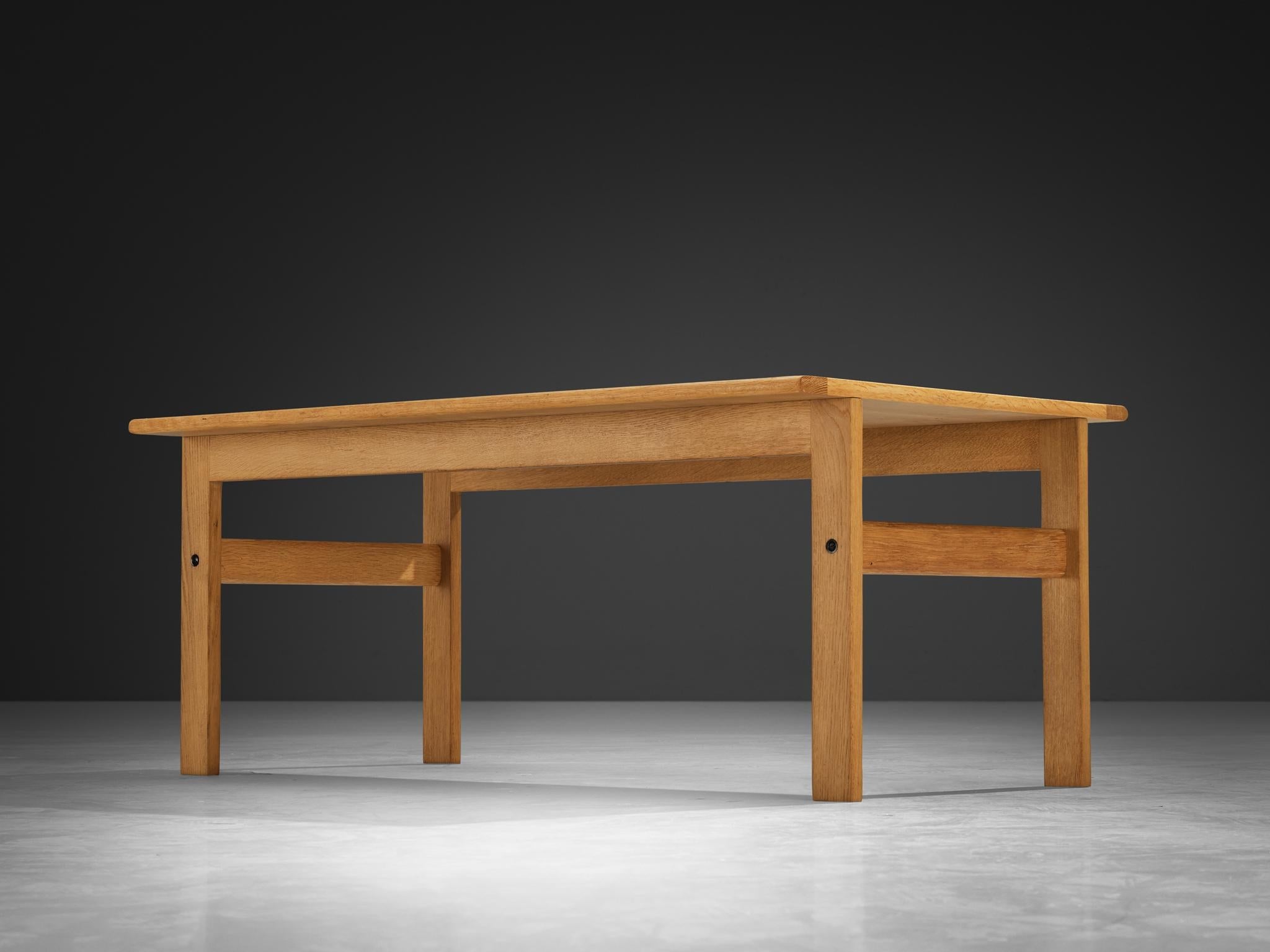 Scandinavian Modern Rectangular Coffee Table in Oak