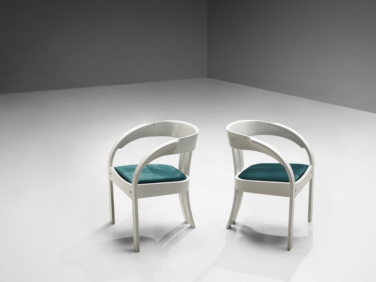 Giovanni Battista Bassi for Poltronova Pair of 'Elisa' Armchairs in Green Velvet