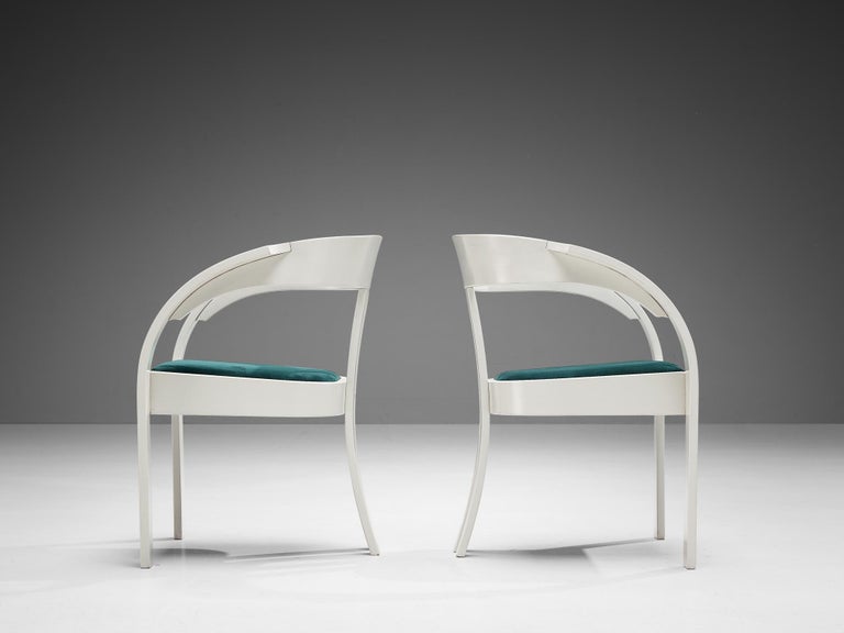 Giovanni Battista Bassi for Poltronova Pair of 'Elisa' Armchairs in Green Velvet