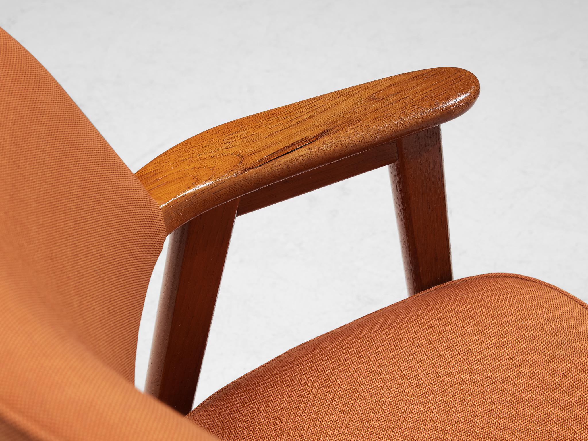 Erik Kirkegaard Pair of Armchairs in Teak and Orange Upholstery