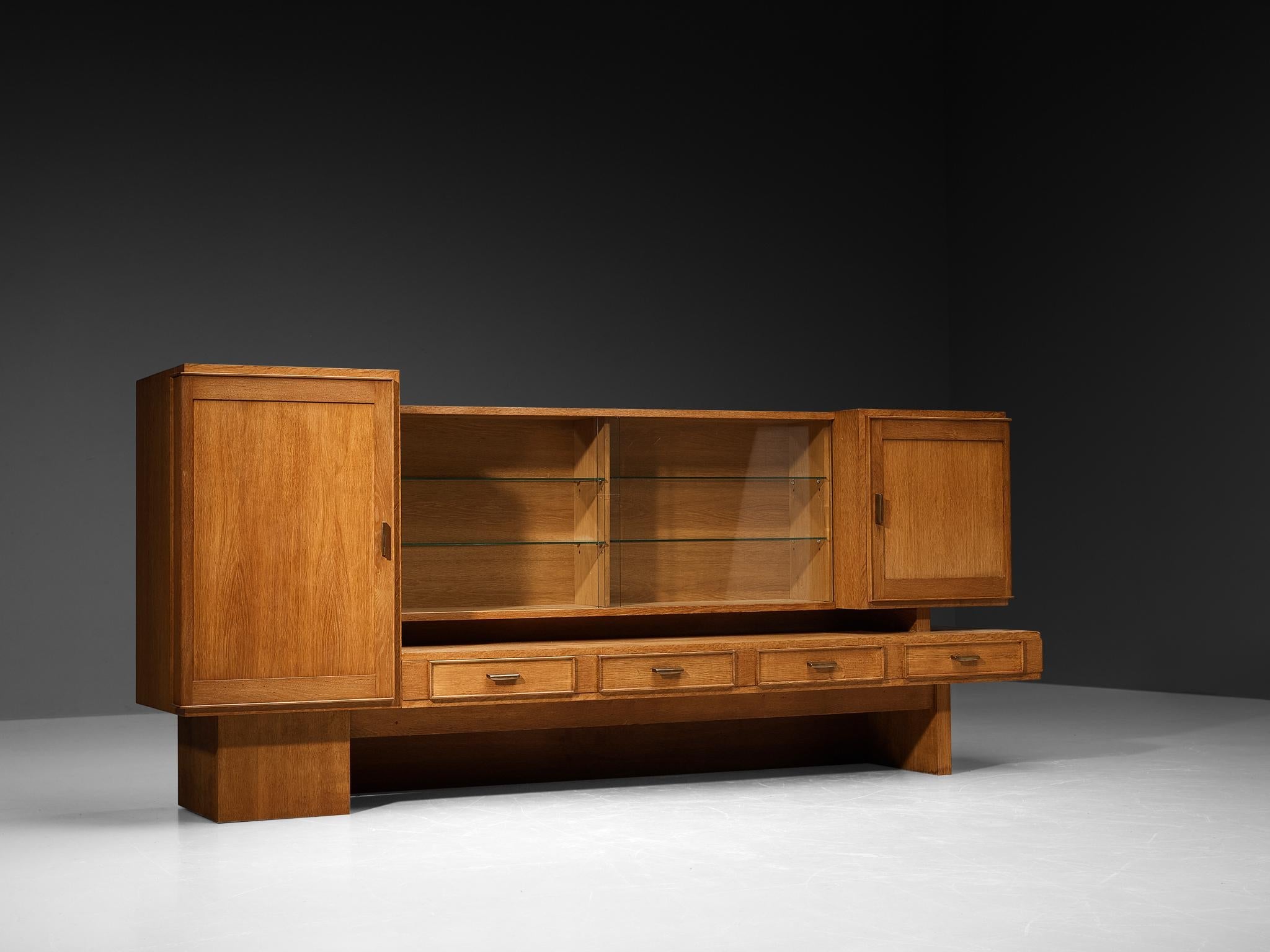 Maurice Pré Cabinet in Solid Oak and Brass