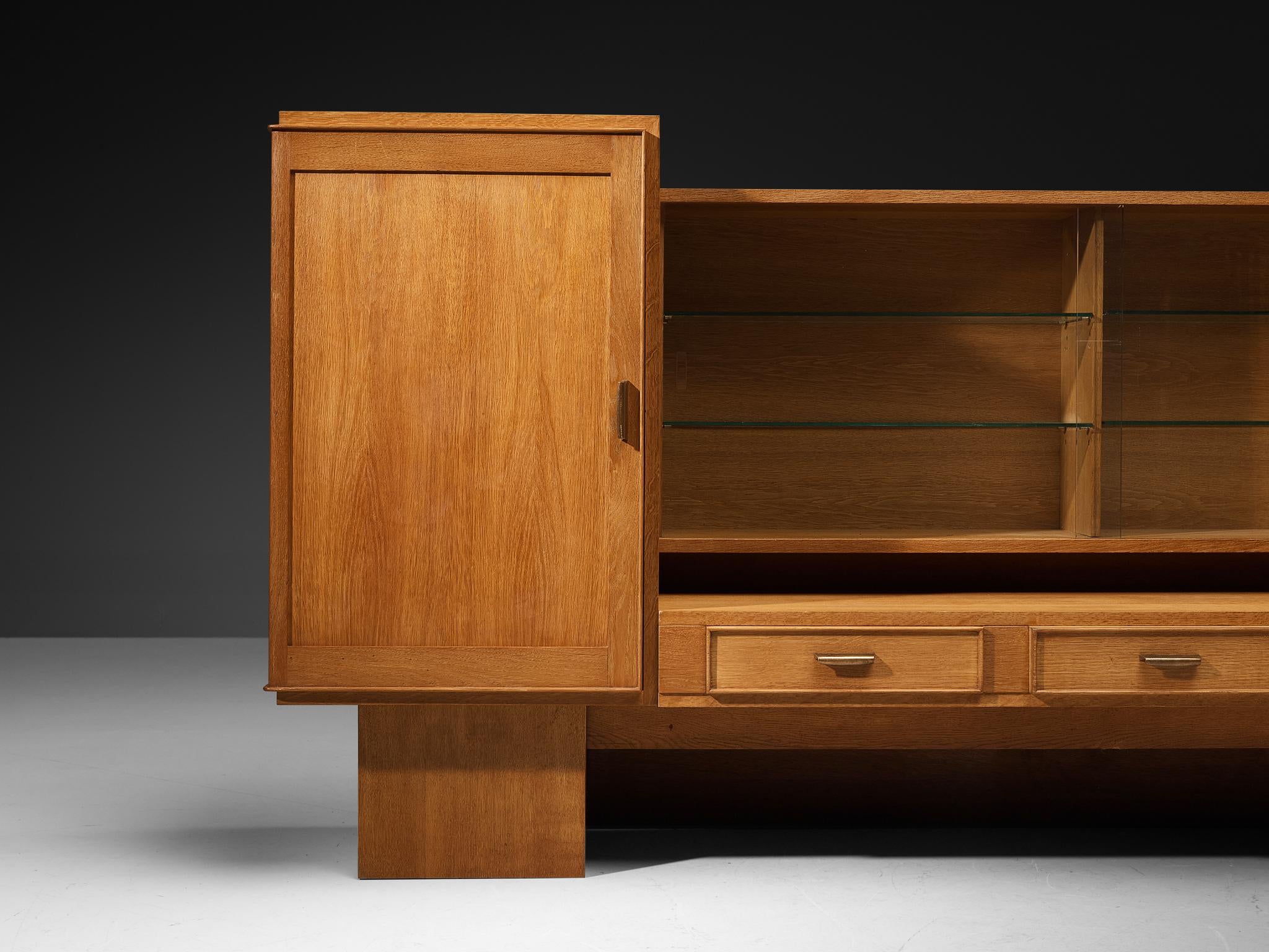 Maurice Pré Cabinet in Solid Oak and Brass