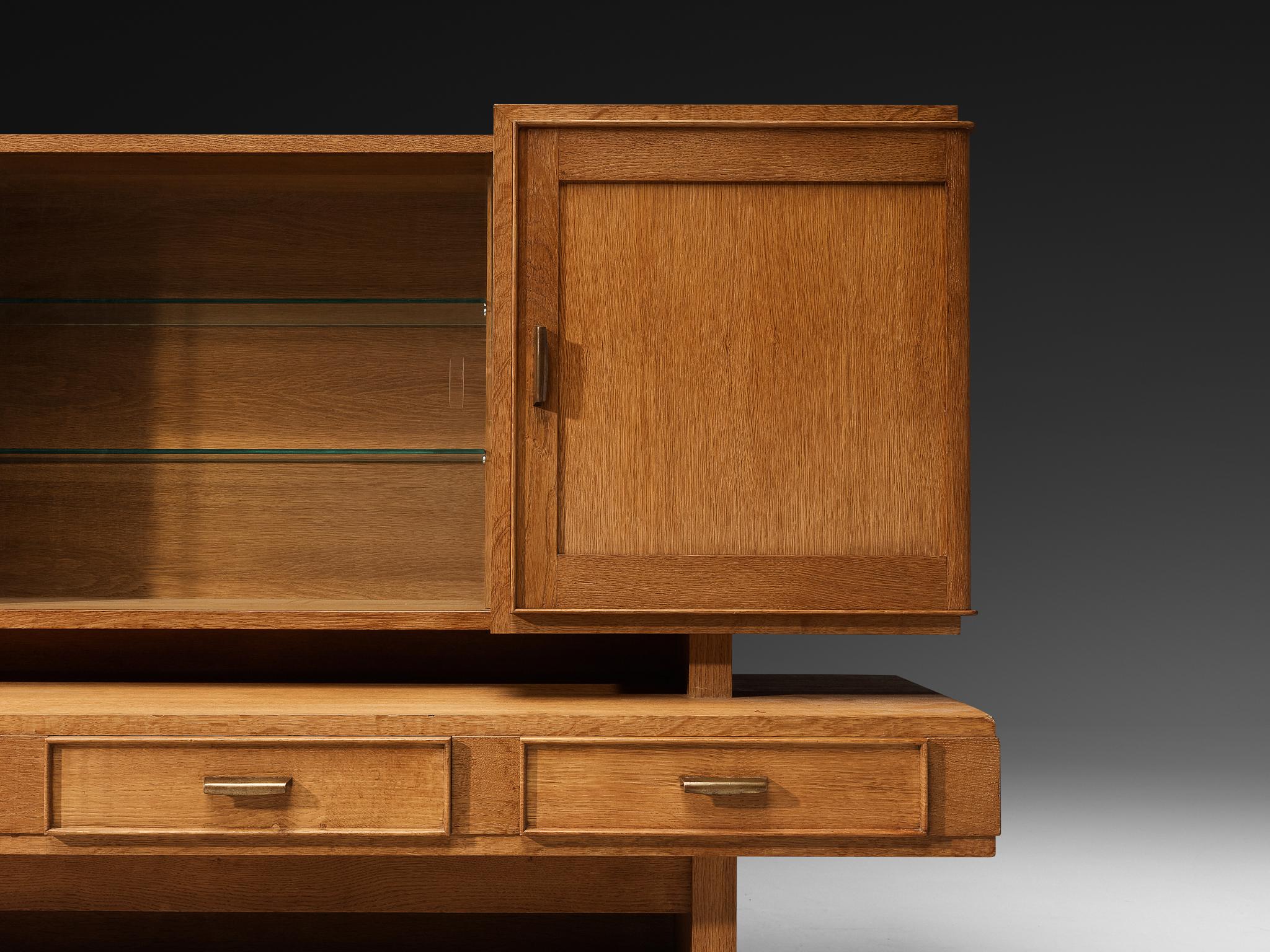 Maurice Pré Cabinet in Solid Oak and Brass