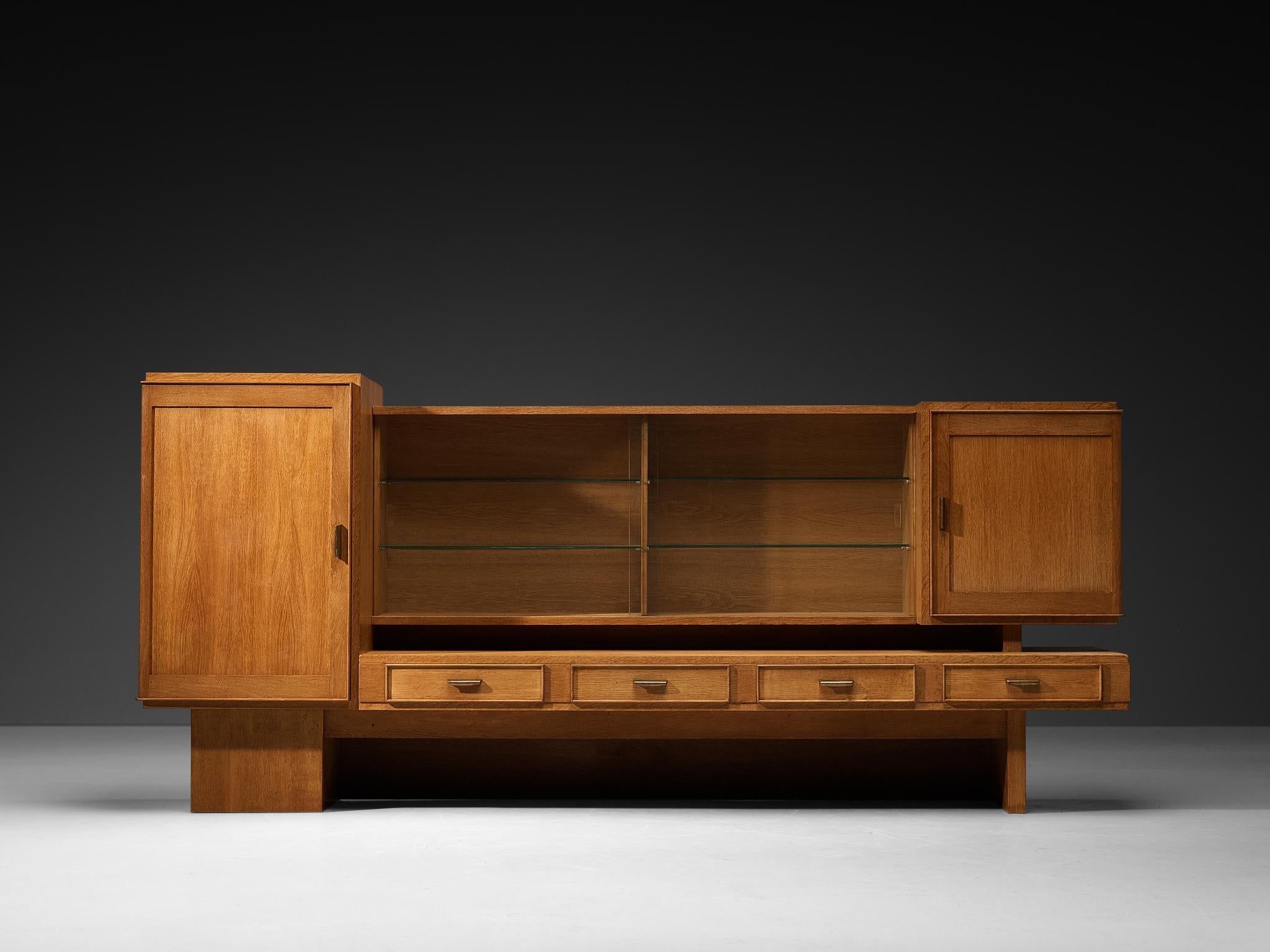 Maurice Pré Cabinet in Solid Oak and Brass