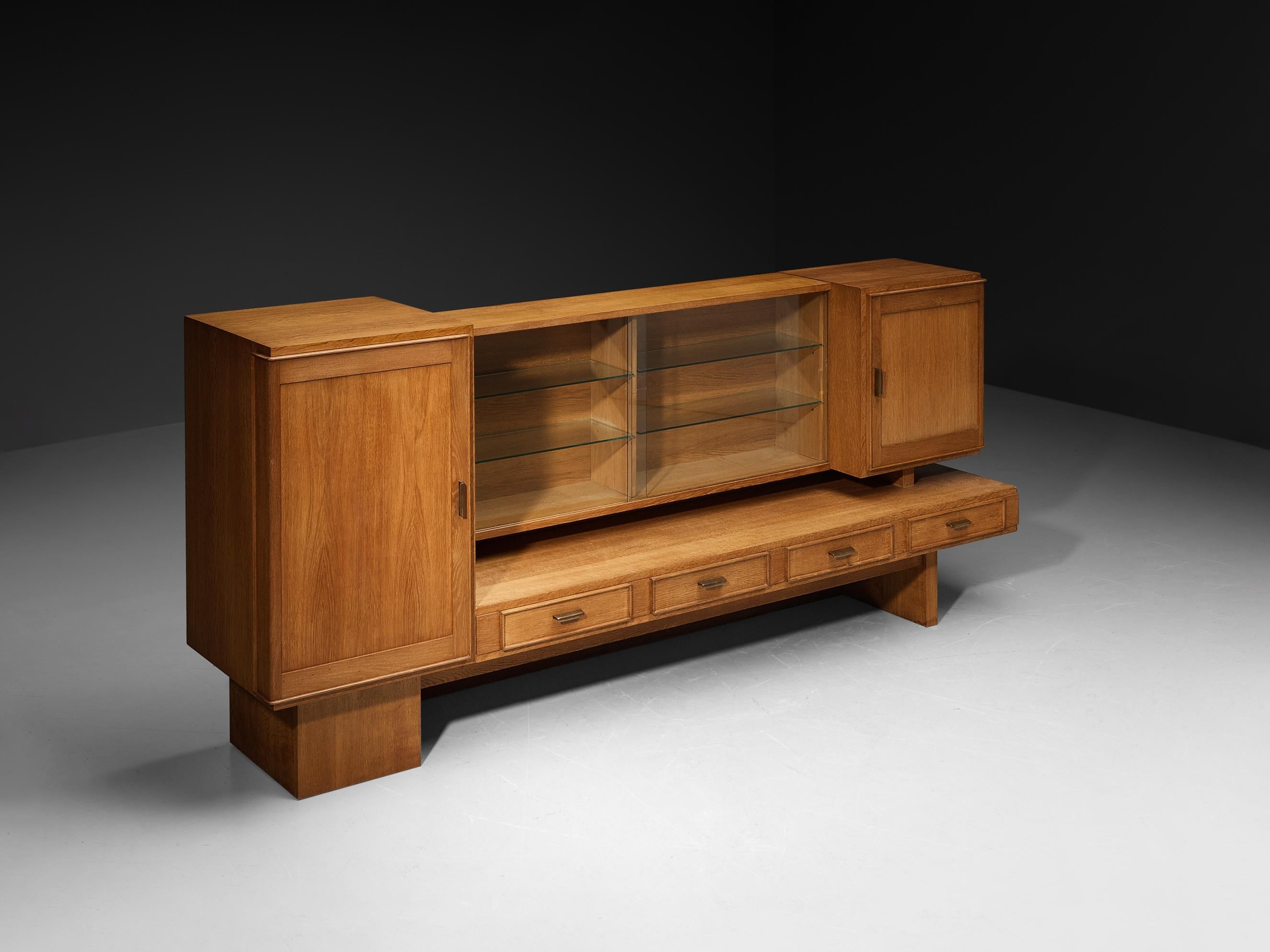 Maurice Pré Cabinet in Solid Oak and Brass