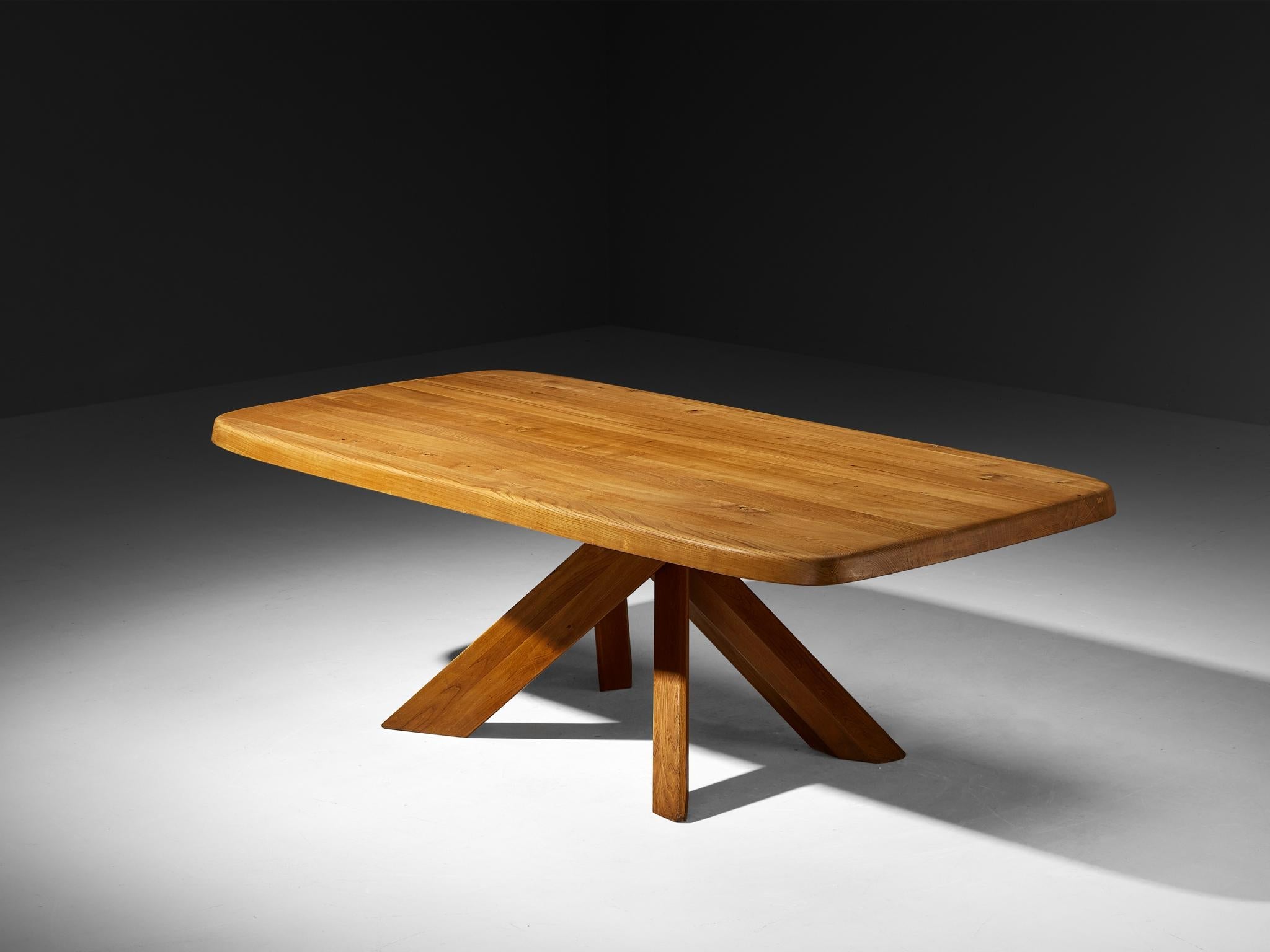 Early Pierre Chapo Aban 'T35D' Dining Table in Solid Elm