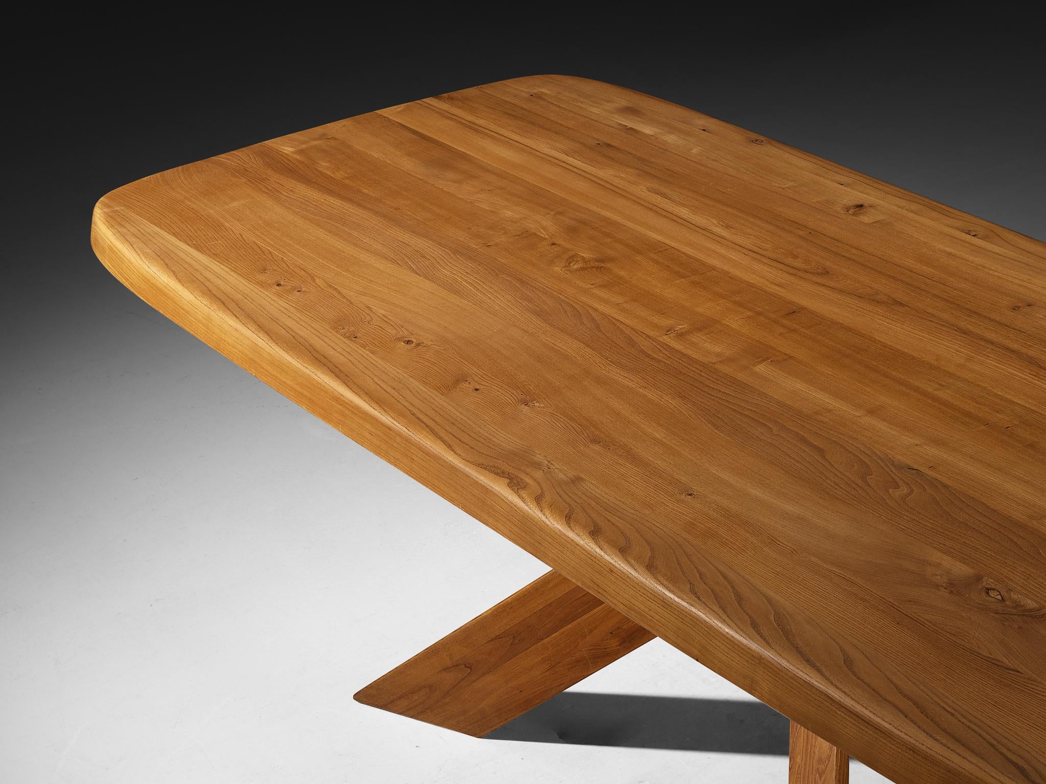 Early Pierre Chapo Aban 'T35D' Dining Table in Solid Elm