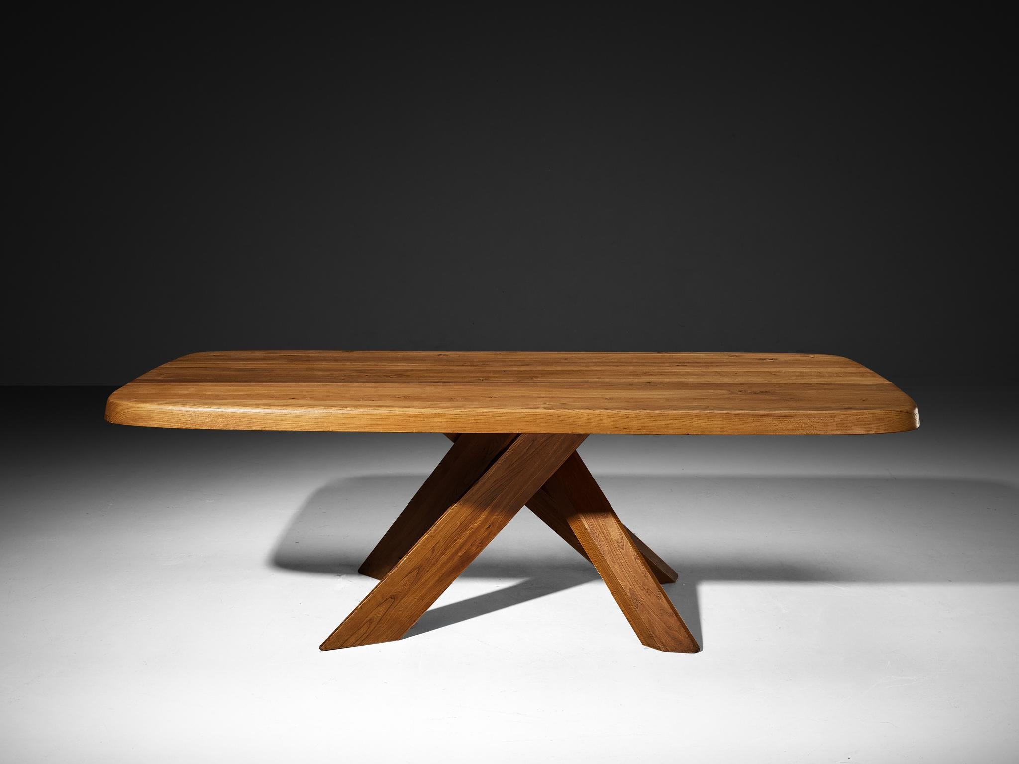 Early Pierre Chapo Aban 'T35D' Dining Table in Solid Elm