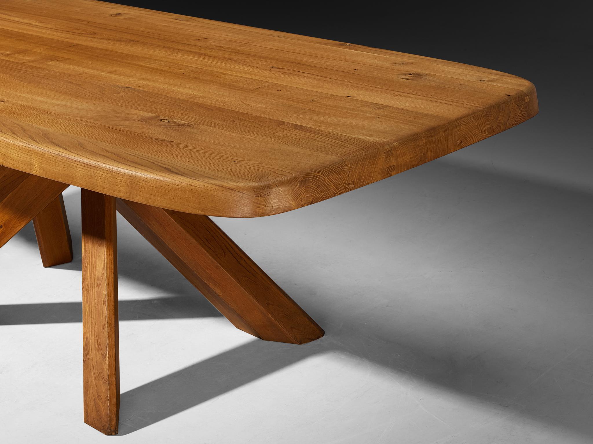 Early Pierre Chapo Aban 'T35D' Dining Table in Solid Elm