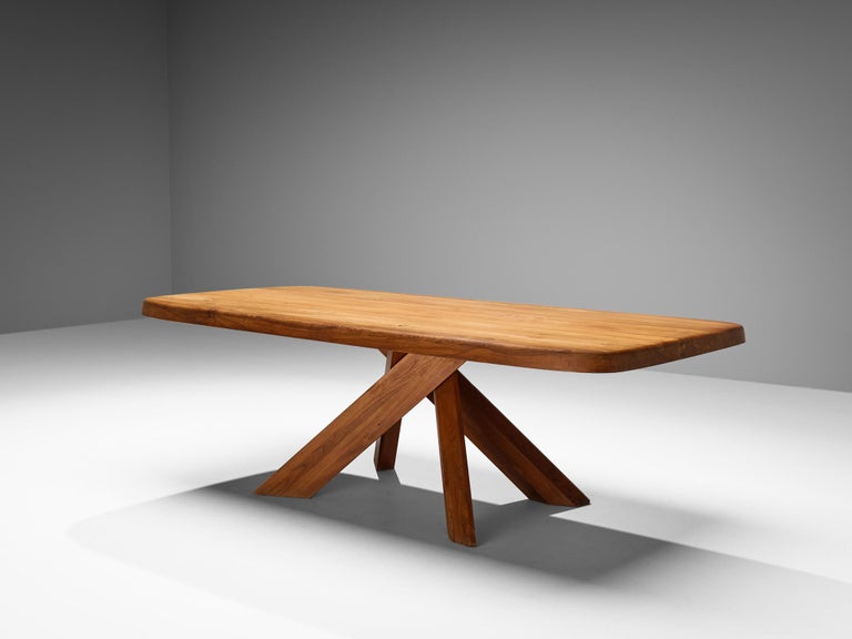 Early Pierre Chapo Aban 'T35D' Dining Table in Solid Elm