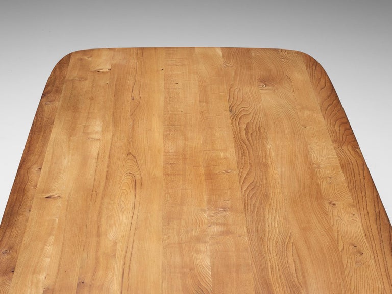 Early Pierre Chapo Aban 'T35D' Dining Table in Solid Elm