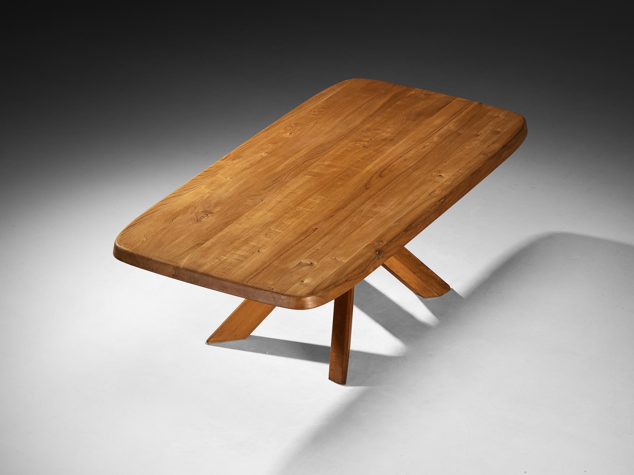 Early Pierre Chapo Aban 'T35D' Dining Table in Solid Elm