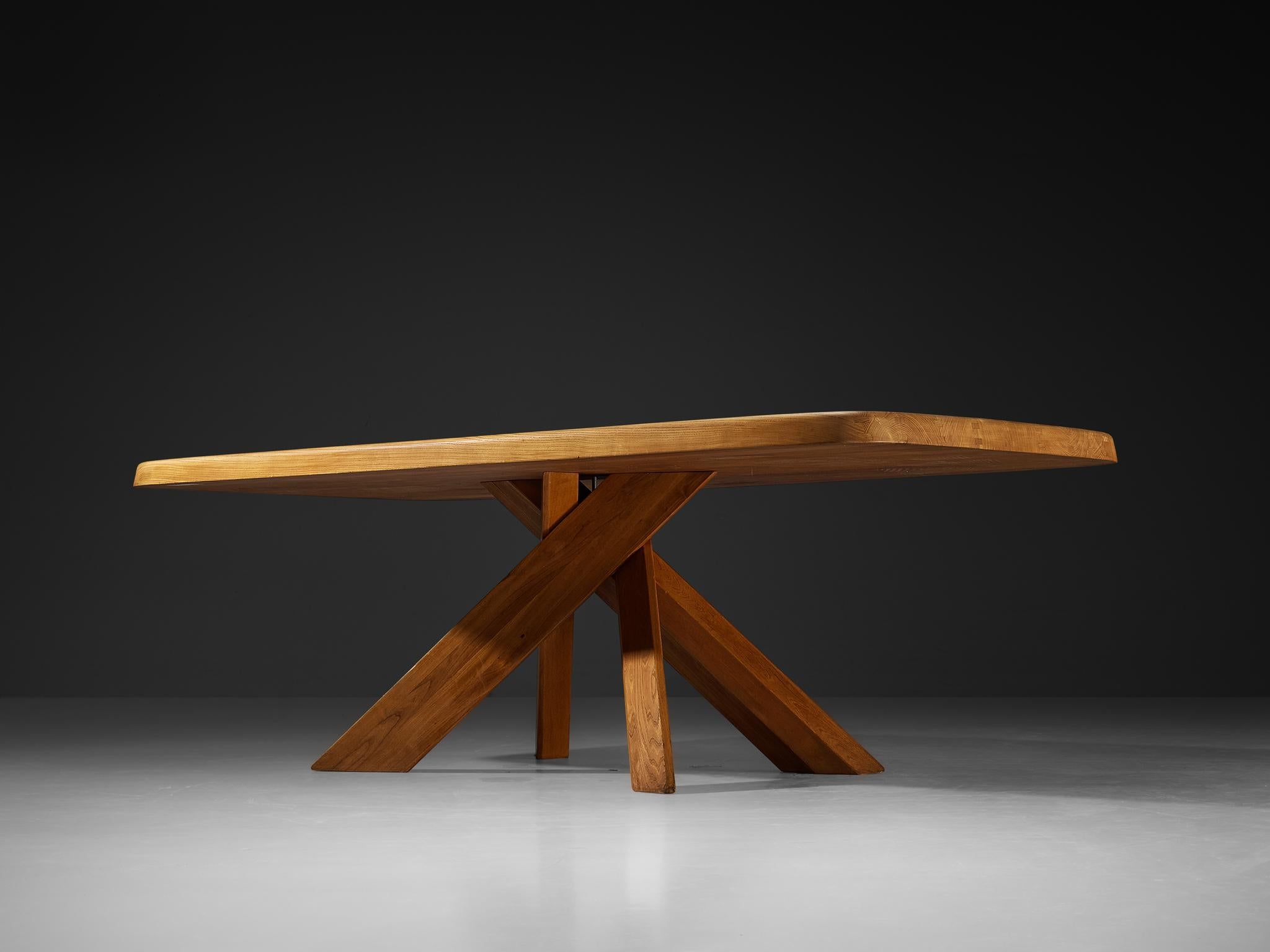 Early Pierre Chapo Aban 'T35D' Dining Table in Solid Elm