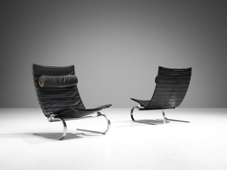 Poul Kjærholm for E. Kold Christensen Pair of 'PK20' Lounge Chairs in Leather