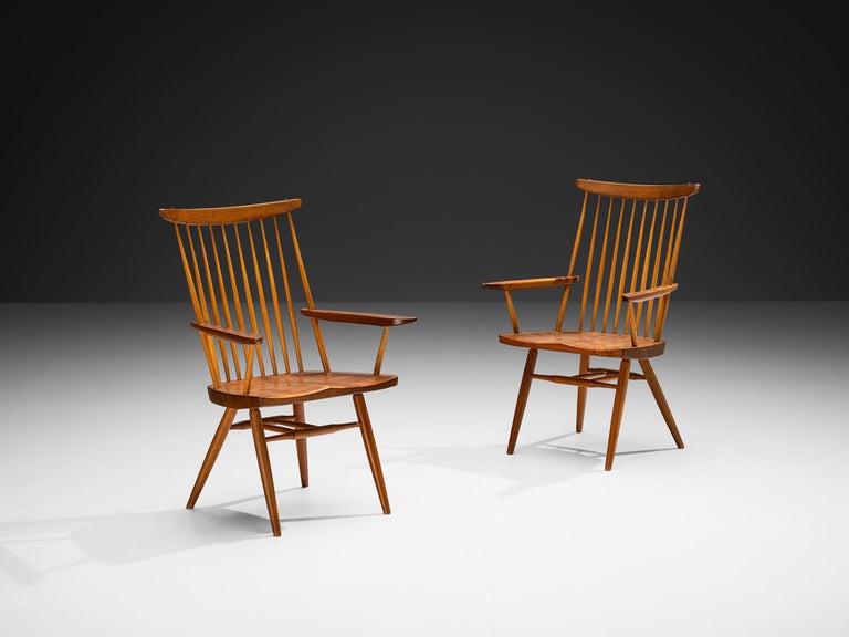 George Nakashima 'New' Armchairs in Walnut and Hickory