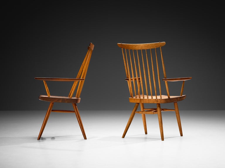 George Nakashima 'New' Armchairs in Walnut and Hickory