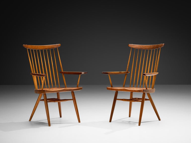 George Nakashima 'New' Armchairs in Walnut and Hickory