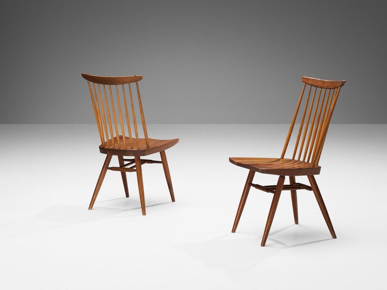 George Nakashima Set of Six 'New' Dining Chairs in American Walnut and Hickory