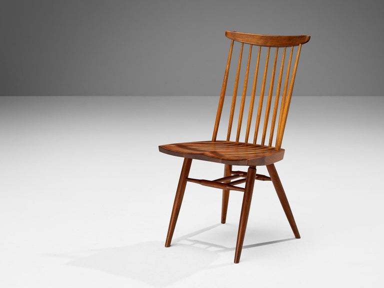 George Nakashima Set of Six 'New' Dining Chairs in American Walnut and Hickory