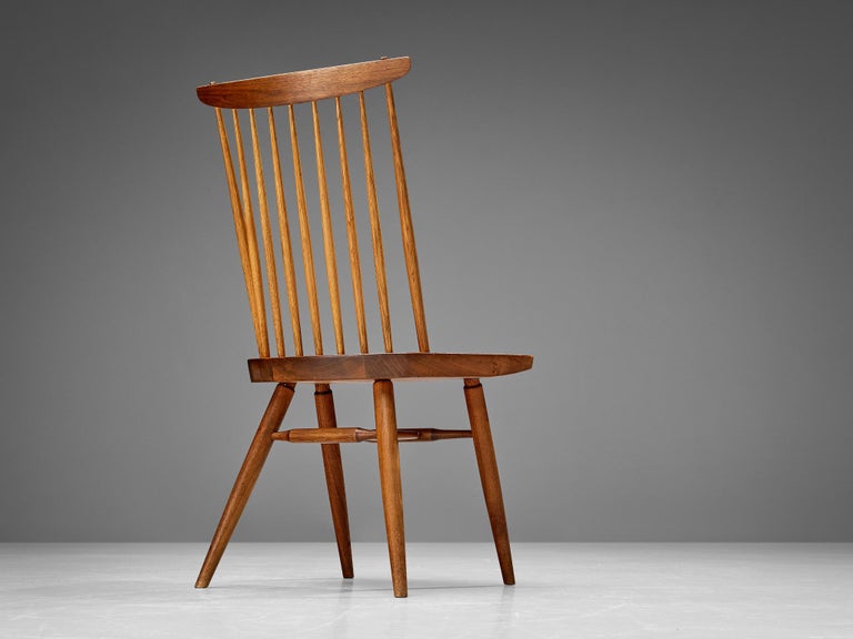 George Nakashima Set of Six 'New' Dining Chairs in American Walnut and Hickory