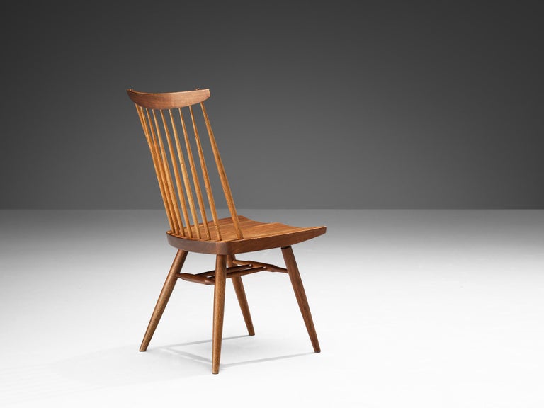 George Nakashima Set of Six 'New' Dining Chairs in American Walnut and Hickory