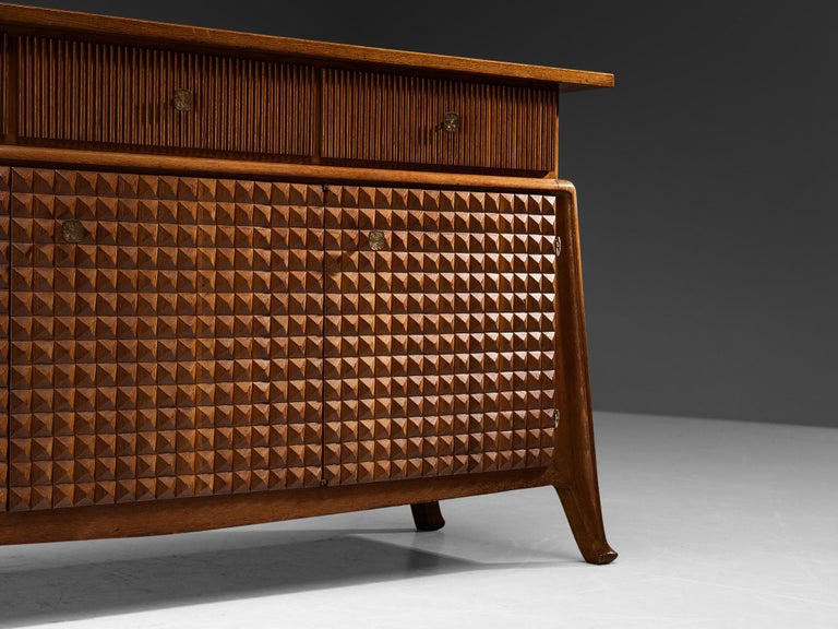 Ernesto Valabrega Sideboard in Stained Oak and Brass