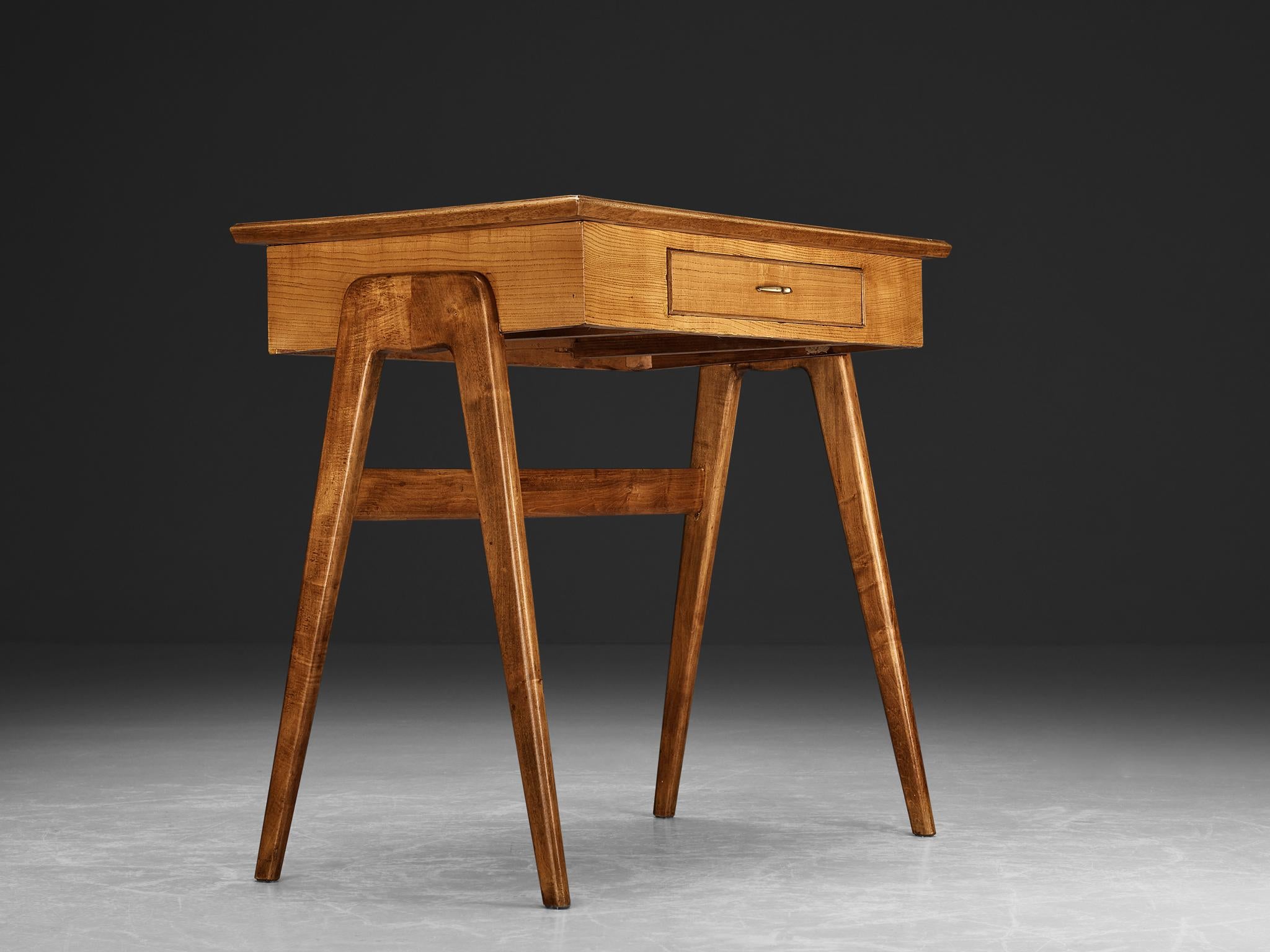 1950s Elegant Italian Small Desk in Ash and Walnut